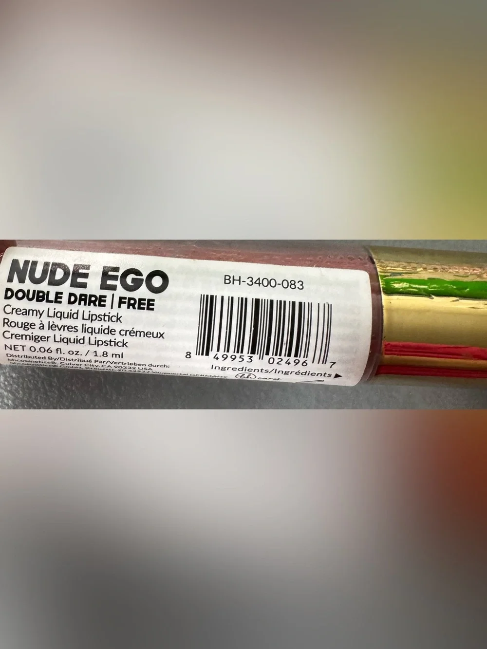 BH Cosmetics Nude Ego double dare mauve creamy liquid Lipstick with Gold Cap